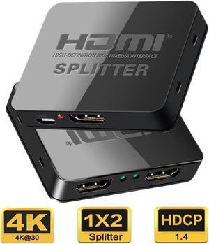 HDMI Splitter 1 in 2 Out -  4K HDMI Splitter, Powered HDMI Splitter Supports HDCP1.2 3D 4K@30HZ Full HD1080P for Xbox PS4 PS3 Fire Stick Roku Blu-Ray Player Apple TV HDTV
