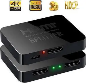 HDMI Splitter 1 in 2 Out - 4k HDMI Splitter 1 x 2 for Duplicate Monitors Support 3D 4K@30HZ 1080P for Roku Fire Stick Xbox PS4 Blu-Ray Player HDTV