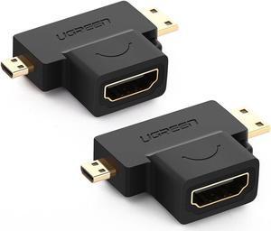 2Pack 2 in 1 Mini HDMI Micro HDMI Male to HDMI Female Adapter Supports 1080P 60Hz GoPro Hero 6 Hero 5 Black, Nexus 10 Tablet, Raspberry Pi, Camera, Camcorder, DSLR, Video Card etc