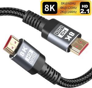 8K HDMI 2.1 Cable 3.3FT,48Gbps Ultra High Speed Black Braided HDMI Cord - Get 4k @ 120Hz On PS5 - Supports 8k @ 60Hz, HDR, eArc, Dolby Vision, & More