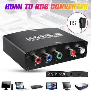 HDMI to YPbPr Component Video Stereo Audio Converter Adapter with R/L Audio and Coaxial Audio Output for Video Capture Card Analog TV Projector Black