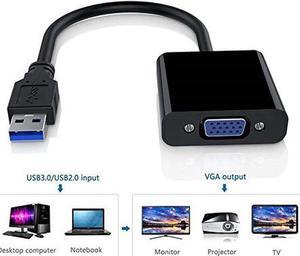 High Speed USB 3.0 to VGA Adapter Converter- PC Laptop Support Windows 7/8/8.1/10 for Desktop, Laptop, PC, Monitor, Projector, HDTV, Chromebook, NO Need CD Driver (Black)
