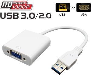 USB 3.0 to VGA Adapter Support 1080P, Multi-Monitor Adapter Male to Female Converter,Support Full HD 1080p-Windows 10/8.1/8/7 PC Laptop Monitor Projector HDTV(No CD Driver Needed) - White