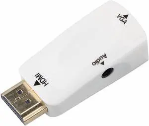 HDMI to VGA Adapter Converter Gold-Plated with 3.5mm Audio Port for PC, Laptop, DVD, Desktop and Other HDMI Input Devices - White