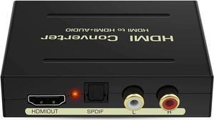 HDMI Audio Extractor Splitter HDMI to HDMI + Optical + RCA L/R Stereo Audio Out Supports 4k 3D, 1080P(50/60HZ)