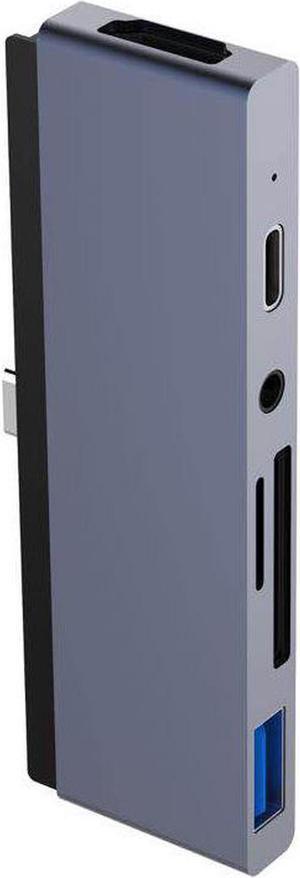 USB C Hub for iPad Pro 2020/ 2018, 6 in 1 Hub with 4K@30Hz HDMI HDR, USB 3.0, 3.5mm Audio and 60W PD, SD/Micro Card Reader Aluminum USB-C Dock Adapter for New iPad Pro, MacBook Pro and More