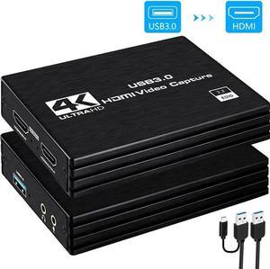 Capture Card 1080p 60fps, 4K HDMI Video Game Capture Card to USB/Type-C with Mic & HDMI Loop-Out, Low Latency Record Broadcast Live Streaming Compatible with Nintendo Switch/PS4/PS5/Xbox One