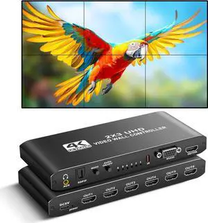 2x3 Video Wall Controller with RS232 | 1080p@60Hz, HDMI 1.4, HDCP1.4 Compliant | HDMI Inputs; HDMI Outputs | 14 Display Modes - 1x1, 1x2, 1x3, 1x4, 1x5,1x6, 2x1, 2x2, 2x3, 3x1, 3x2, 4x1,5x1, 6x1