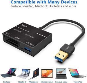 USB 3.0 XQD SD Card Reader with USB3.0 Port 500MB/s High Speed USB3.0 HUB Camera Kit Adapter For Sony M/G Series For Sony G/M Series Lexar 2933x/1400x USB Mark XQD Card, Support Windows/Mac OS