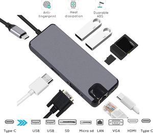 Type C 8 In 1 Hub To Hdmi 4k Rj45 Adapter Micro Sd Tf Card Reader Hub Card Reader Usb Type-c Otg for MacBook Pro 2019/2018, iMac 2017, Huawei MateBook, Chromebook Pixel and USB C Devices