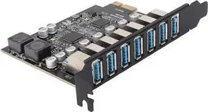USB 3.0 PCI-e Expansion Card 7Port, PCI-e x1 to USB 3.0 HUB Adapter 5Gbps (No Power Need)
