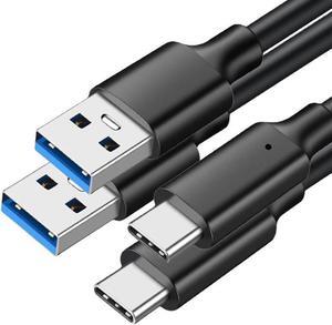 USB A to C 3.2 Gen 2 Cable - 10Gbps Data Transfer - 60W PD Charging - Thunderbolt Compatible - 3.3.ft+3.3ft - for iPhone, MacBooks, iPads, PC, Docks, Phones, SSD,Hard Drives