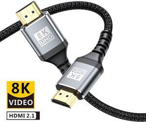 8K HDMI 2.1 Cable 6.6ft,  Certified 48Gbps Ultra High Speed HDMI Cable 8K60Hz, 4K120Hz 4:4:4 eARC DTS:X HDR10+ HDCP 2.2&2.3 3D Dolby Atmos Compatible with Mac Gaming PC Soundbar PS5
