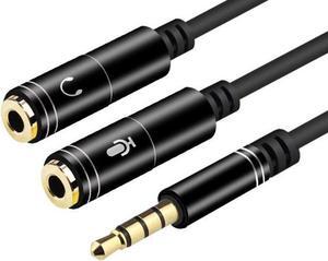 (2-PACK) Headset Adapter For Headsets With Separate Headphone And Microphone Plugs 3.5mm Stereo Audio Male to 2 Female Headset Mic Y Splitter Cable Adapter-Black
