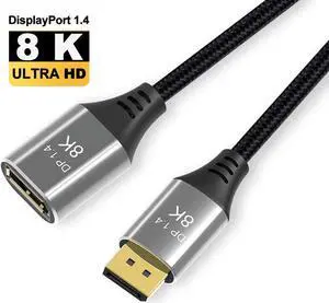 8K DisplayPort Extension Cable,  3.3ft (for DP 1.4 Gaming PCs/laptops/Graphics Cards/Monitors, Supports 4K@120Hz, 144Hz/165Hz/240Hz), Braided Display Port for Gaming Monitor, Graphics, PC