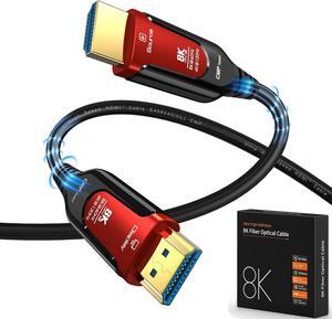 4K 120Hz HDMI 2.1 Fiber Optic Cable Plenum-Rated, 48Gbps High Speed - 8K@60Hz 7680P,HDCP 2.2 & 2.3, HDR 10,eARC,Dynamic HDR,Compatible for Laptop, Monitor - 16FT Long In Wall HDMI Cable - Red