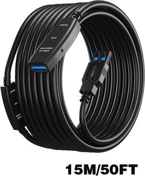 USB 3.0 Active Cable, USB Type A-Male to A-Female Extension Cord Superspeed USB 3.0 Extender Wire with Signal Booster for Printers,Keyboards, Game Console, PS4, PS5, 50 Feet