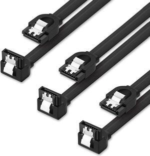 SATA Cable III 3 Pack 6Gbps 90 Degree HDD SDD Data Cable with Locking Latch 18 Inch for SATA HDD, SSD, CD Driver, CD Writer