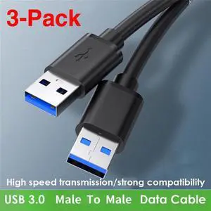 USB3.0 to USB3.0 Extension Cable USB A Male to Male USB 3.0 Extender For Radiator Hard Disk TV Box USB Cable Extension (3 Pack,1.6FT)