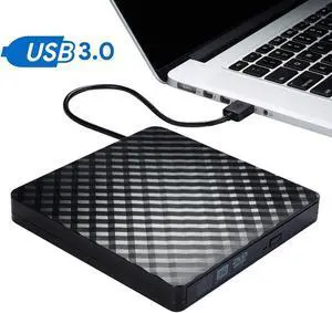 USB 3.0 External CD DVD Drive, CD/DVD-RW Drive, CD-RW Rewriter Burner Super Drive for High Speed Data Transfer Laptop Notebook PC Desktop Support Windows/Vista/7/8, Mac   - Black