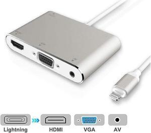 Compatible with iPhone iPad HDMI VGA Adapter Converter,Digital AV Adapter, Version 4 in 1 Digtal AV Adapter for iPhone X / 8 / 8Plus/7/7Plus/6/6s/6s Plus/5/5s iPad iPod to Projector HDTV
