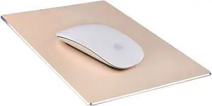 Aluminum mouse pad Strong sensitivity for mouse, 8.66"x7.08"x0.08",Non-slip Base,Resistant to dirt,Easy to clear,mouse pad with Micro Sand Blasting Aluminum Surface for Fast and Accurate Control, Gold