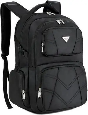 SOCKO 17.3 Inch Shockproof Laptop Backpack with USB Port / Roomy Lightweight Water Resistant Business Travel Bag / Multi-functional Casual Daypack Bookbag School Bag College Back Pack,Black