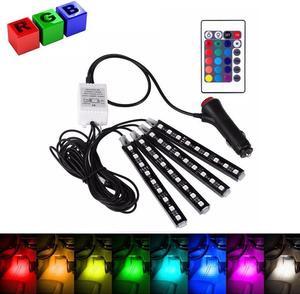 4in 1 RGB Car Interior Floor Decoration Atmosphere Colorful Neon Light Lamp 36 LED with Wireless Remote Control