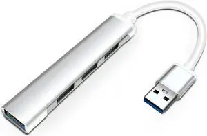 USB 3.0 Hub Super Speed Splitter,4 Ports USB3.0 Data Hub  for Laptop, PC, Computer, Mobile HDD , and More-Silver