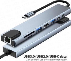USB C Hub, 8 in 1 USB Adapter,USB C Splitter with 4K HDMI, USB-A 3.0&2.0 Ports, TF/SD Card Reader, USB-C, 100W PD,10/100M Ethernet Adapter for Laptop and PC Computer