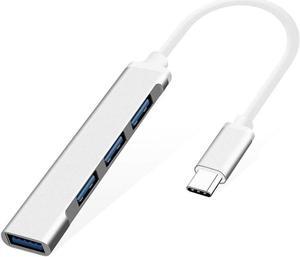 4-Port USB 3.0 Hub,  Ultra-Slim Type-C to 4-port USB3.0 Hub Compatible for MacBook, Mac Pro, Mac Mini, iMac, Surface Pro, XPS, PC, Flash Drive, Mobile HDD-Silver