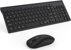 Wireless Keyboard and Mouse Combo, Ultra Thin Keyboard and Mouse Set with Number Pad for Windows-Black