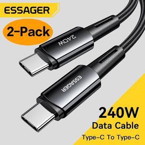 [2-Pack 3.3ft] USB C to USB C Cable Type C Fast Charge 5A PD 240W C to C Super Fast Charging, USB C Charging Cable 480Mbps Data Nylon Braided Charge Cable for Samsung Galaxy iPad MacBook