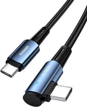 100W PD USB C to USB C Cable (3.3FT, 1-PACK), Fast Charging Type-C Cable Right Angle Compatible lPad Mini/Air/Pro, MacBook Pro, Samsung Galaxy S22/S10, Pixel, LG