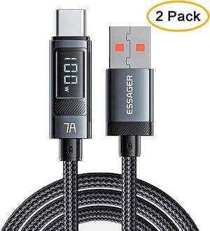 USB A to USB C Cable, 7A 100W Fast Charging USB C Cable Nylon Braided Charger Cord Type C Cable for Samsung S21 S20 iPad Pro Google Pixel LG (6.6FT, 2-PACK)