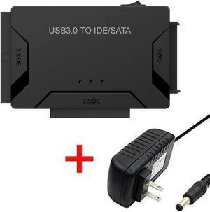 USB 3.0 to IDE SATA Converter for Universal 2.5 & 3.5 inches SATA HDD SDD & IDE HDD Drives, Hard Drive Adapter with 12V 2A Power Adapter and USB 3.0 Cable