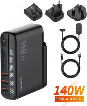 USB Type C Charger, 140W Fast Desk Charger, QC3.0 PD3.0 Type C Charging Block Travel GaN Charger Adapter for iPhone Pro, Samsung, MacBook Pro/Air, iPad, Laptops, Dell XPS
