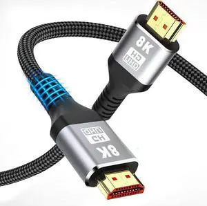 8K Certified Braided Ultra High Speed HDMI 2.1 Cable - 3.3 Feet - Black | 48Gbps, Compatible With Sony PS5, Microsoft Xbox Series X & Series S