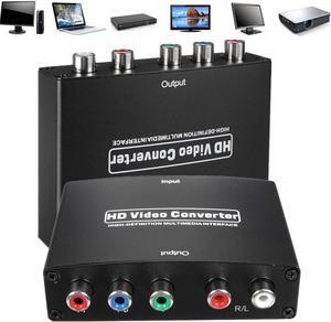 HDMI to Component Converter, HDMI(input) to YPbPr (output) 5RCA RGB + R/L Video Audio Adapter, Support Apple TV, PS3, Roku, Xbox, Fire Stick, DVD Players to HDTV and Projector (Black)