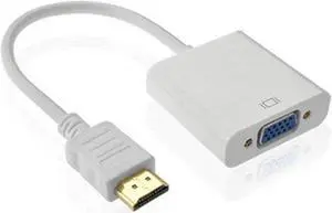 HDMI to VGA Adapter (HDMI to VGA Converter) (Male to Female) for Computer, Desktop, Laptop, PC, Monitor, Projector, HDTV, Chromebook, Raspberry Pi, Roku, Xbox and More - White