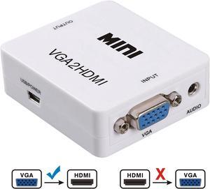 VGA toHDMI Converter Adapter (Female to Female)  With Audio Cable VGA2HDMI Adapter Connector with Micro USB and 3.5mm Audio Port Cable for HDTV, AV, HDTV, Computer, Desktop, Laptop, White