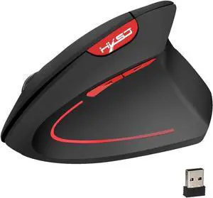 HXSJ Vertical Mouse 2.4G Wireless Mouse Rechargeable Mouse Built-In 600 MA Battery Adjustable 2400Dpi for Windows 7/8/Vista/XP/2000 suitable for Office&Games -Black