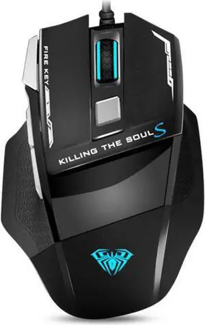 AULA Killing Soul 2 [Wired Gaming Mouse 3500 DPI 7 Buttons] Optical Mouse Weight Tuning Set Non-slip Design with LED Light Fire/Sniper Button 4 Programmable Button for Laptop PC Computer Gamer