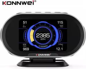KW206 Car Universal OBD2 Gauge HUD Head Up Display Support Digital Meter RPM Gauge All in One Automotive Trip Computer Smart OBD Speedometer Tachometer Water Temperature Fuel Pressure Tester