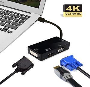 Thunderbolt Adapter Mini DP (Thunderbolt) to HDMI VGA DVI Adapter 4K x 2K HD Mini Displayport Adapter Compatible for MacBook, iMac, Surface Pro - (4K,Black)