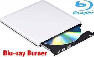 Aluminum External Blu-Ray  DVD Burner Player Drive, USB 3.0 Portable CD/DVD+/-RW Drive/ DVD Player for Laptop CD ROM Burner for Laptop Desktop PC Windows Linux OS Apple Mac,Silver
