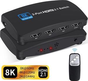 HDMI Switch 4k 120Hz, 8k HDMI Switch with IR Remote Control, HDMI Switch 3 in 1 Out, HDMI 2.1 Switch Supports 8k 60Hz, HDCP2.3, HDR 10, Dolby Atmos, Compatible for QLED Tv, Ps5, Xbox X, Fire Stick HDMI Switch 4k 120Hz, 8k HDMI Switch with IR Remote Control, HDMI Switch 3 in 1 Out, HDMI 2.1 Switch Supports 8k 60Hz, HDCP2.3, HDR 10, Dolby Atmos, Compatible for QLED Tv, Ps5, Xbox X, Fire Stick