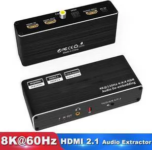 8K 60Hz HDMI with Audio Extractor Splitter, Optical Toslink SPDIF, 3.5mm Audio Jack, Coaxial, 7.1Ch Out Support HDMI 2.1 HDCP 2.2/2.3, LPCM7.1 HDR10+ DobIy Vision for PS5 Soundbar Blu-Ray