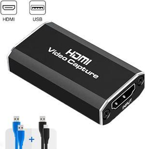 Capture Card, Audio Video Capture Card HDMI Game Capture to USB 1080p 60fps, with Type-C to USB Cable, 4K Full HD Game Capture Low Latency Record for Live Streaming/Gameplay Console