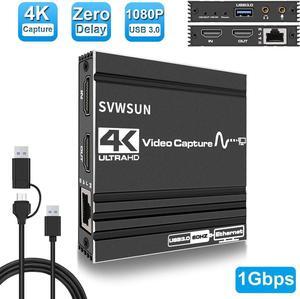 4K HDMI Video Capture Card 1080p 60fps Board Game Capture Card USB 3.0/USB-C Recorder Box Device for Live Streaming Video Recording Loop Out, works with PC and Mac